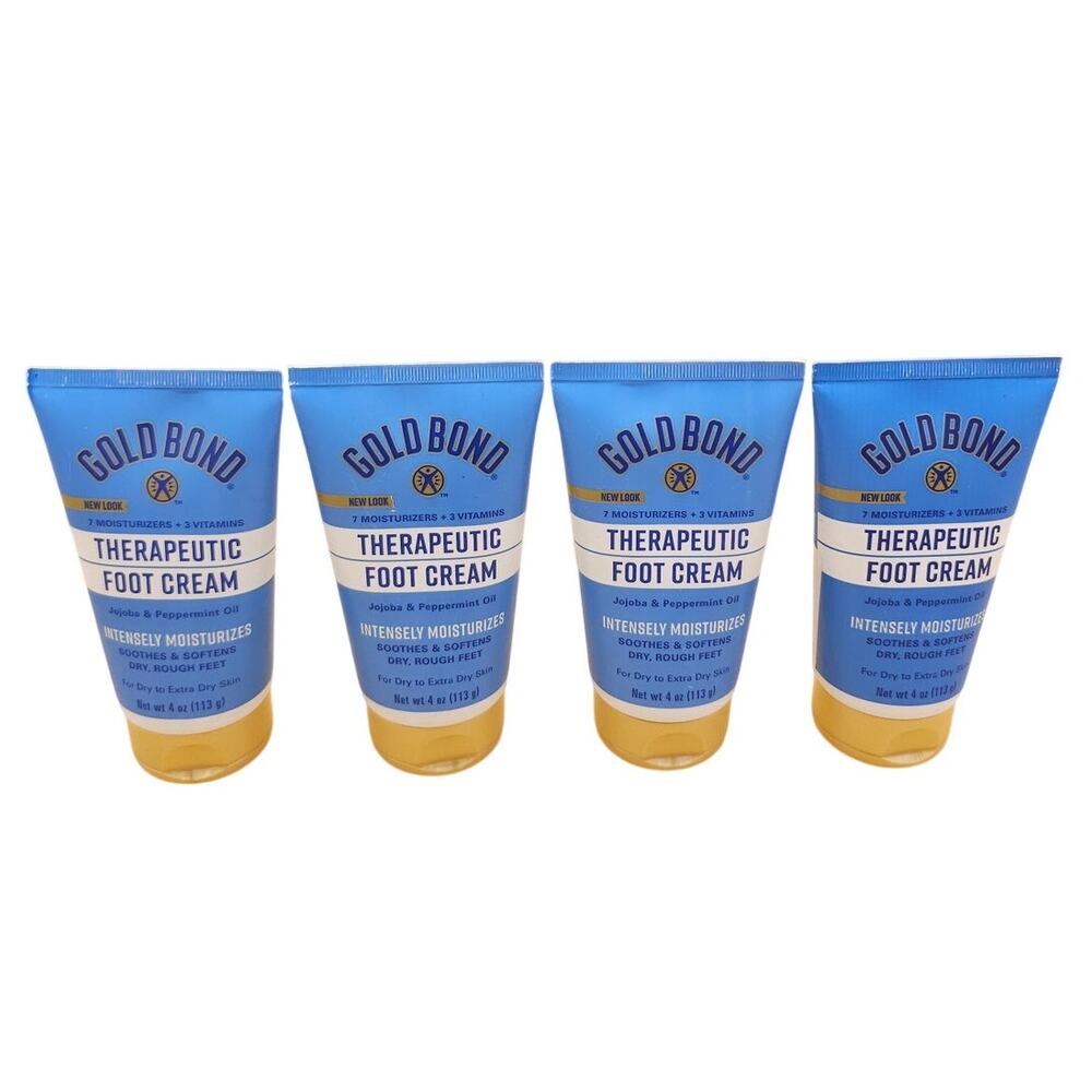 (4) Gold Bond Therapeutic Foot Cream Jojoba + Peppermint Oil 4 Oz Each Set of 4